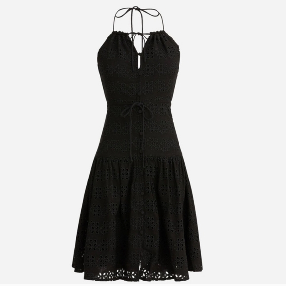 J. Crew Dresses & Skirts - J.Crew NWT Anguilla Halter Mini Dress in Eyelet Black Sz 8